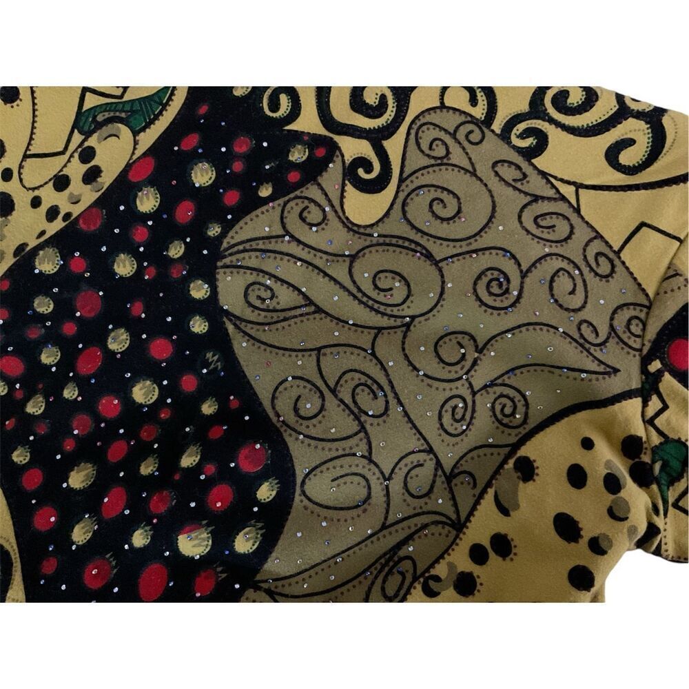 Stunning Picasso-Look Turtleneck with Tiny Jewels on Front XS